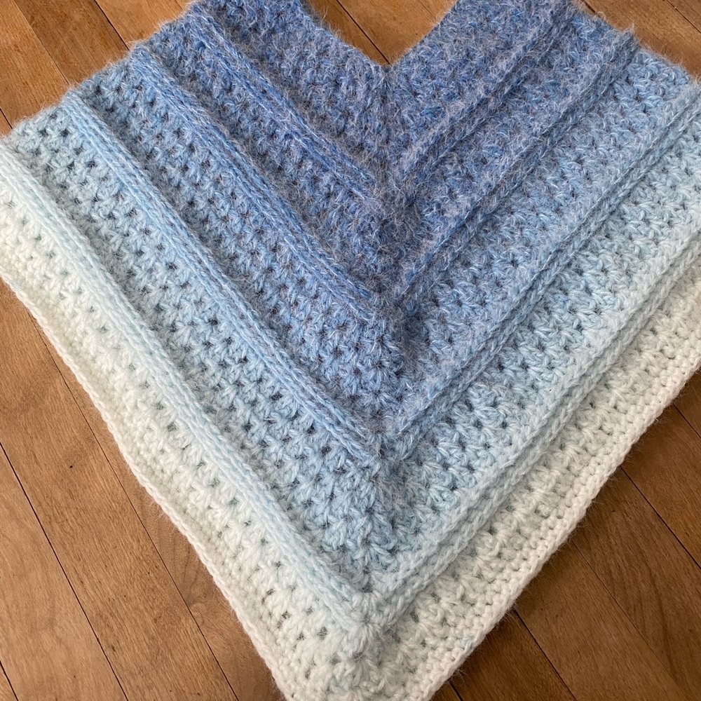 Handmade Kids Crochet Blanket - Blue Gradient